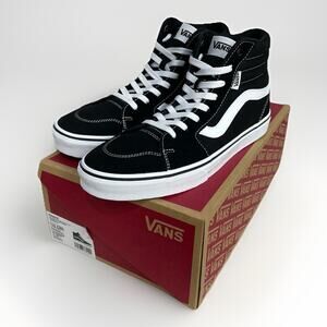 Vans Filmore Hi High Skate Canvas Suede Black White Shoes Men's Size 10.5 New